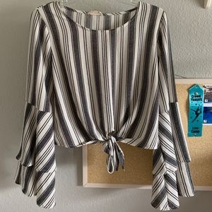 Altard State Striped Bell Sleeve Longsleeve Blouse